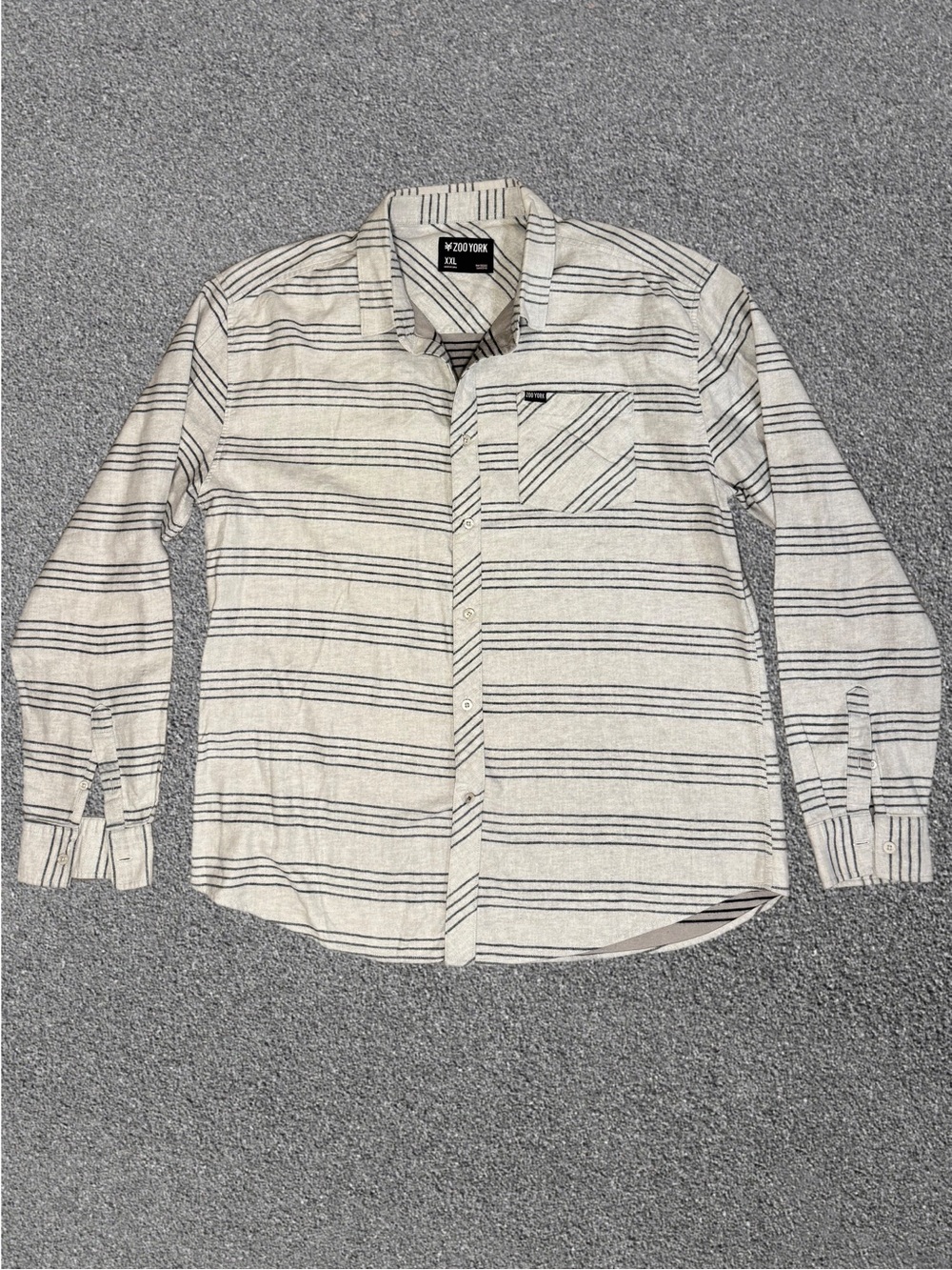 Zoo York Men's Cream Striped Button-Up Flannel Shirt